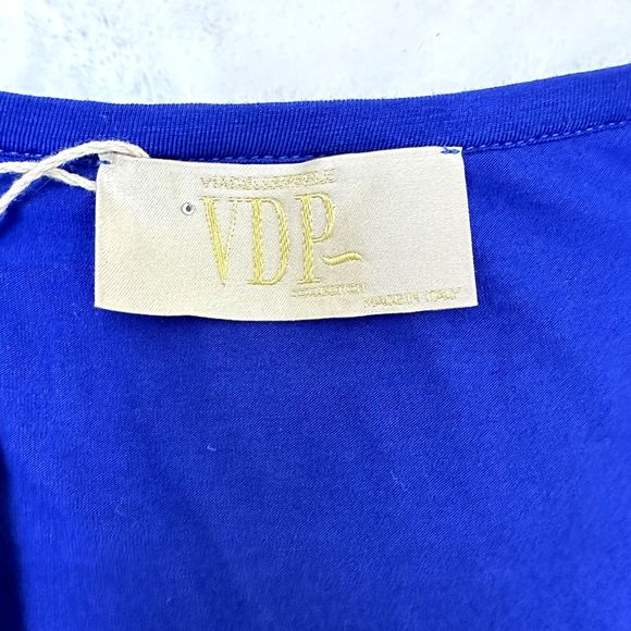 NWT VDP COLLECTION Womens Blue Loose Fit T-Shirt Top w/Crystals SZ 44/US M Italy - Picture 4 of 16